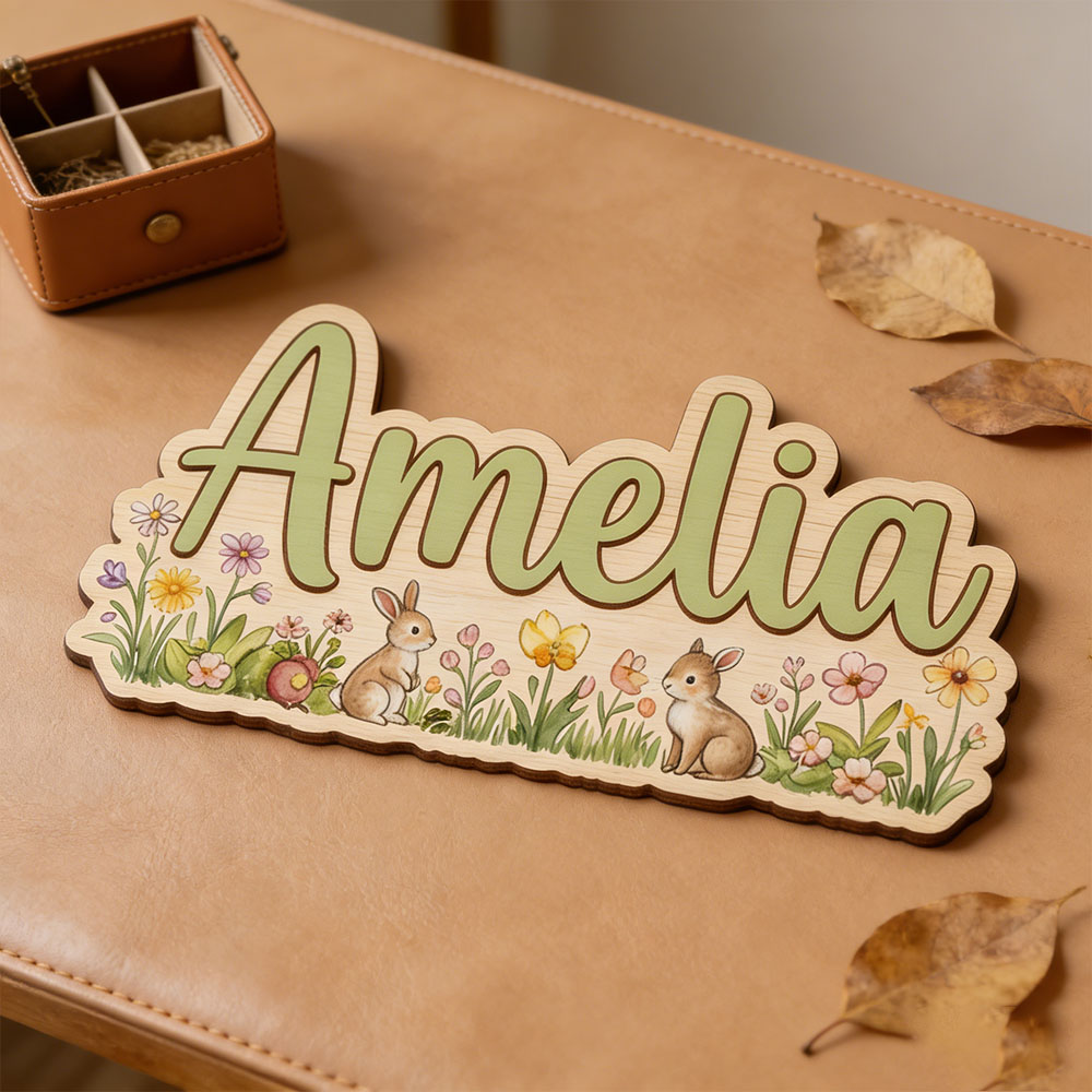 Nursery - Placa Personalizada con Temática de Conejitos